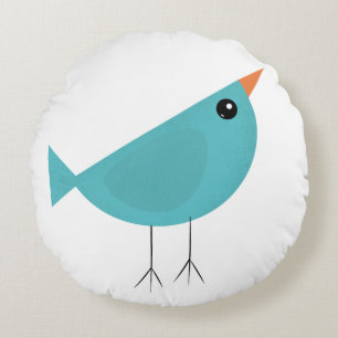 Cojín Redondo Arte de la naturaleza de aves caprichosas adorable