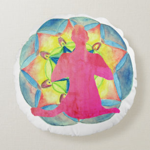 Cojín Redondo Arte de Mandala de Yoga Almohadilla