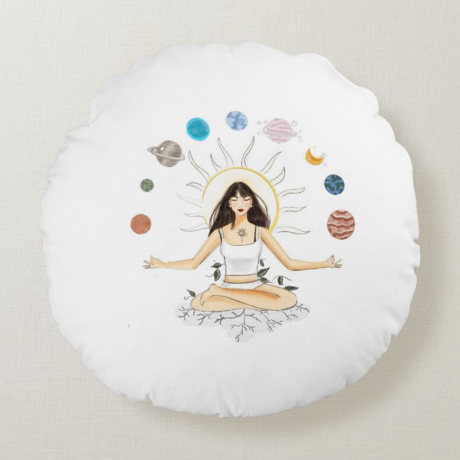 Cojín Redondo arte de meditación (Anverso)