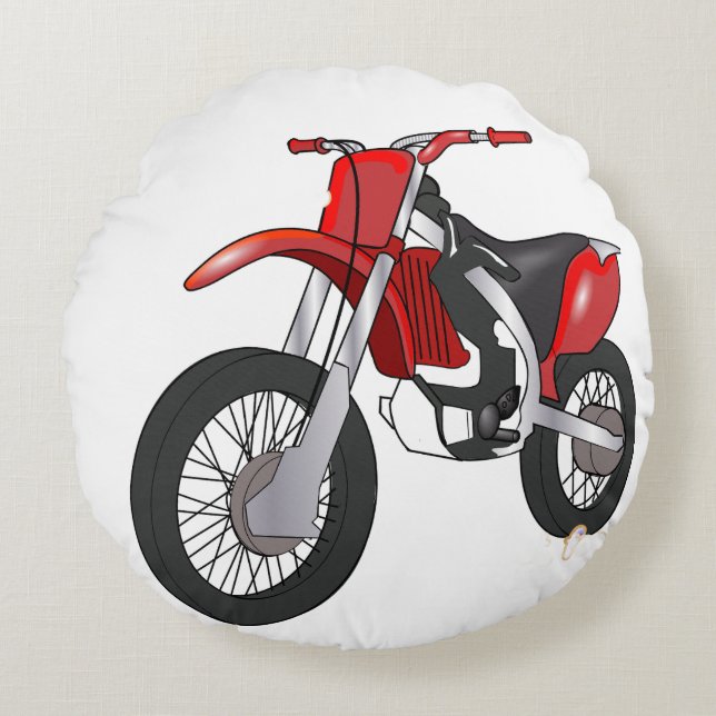 Cojín Redondo Arte de Moto de Cross (Anverso)