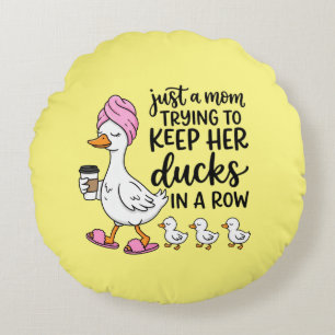 Cojín Redondo Arte de palabras de patos mamá divertidos