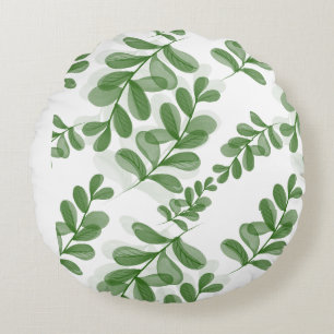 Cojín Redondo Arte de patrón de bifurcación de hoja verde