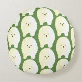 Cojín Redondo Arte De Perro Cuto Y Fluffy, Colchón Redondo Pomer