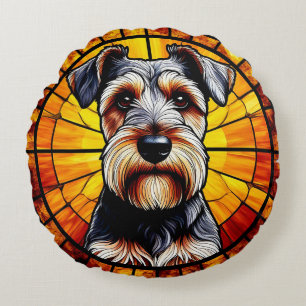 Cojín Redondo Arte de Perros Terrier