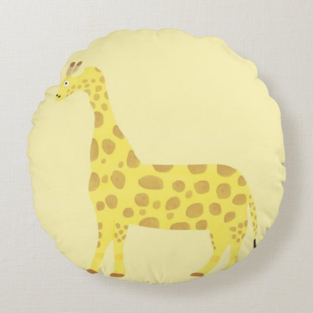 Cojín Redondo arte de pintar con girafa (Anverso)