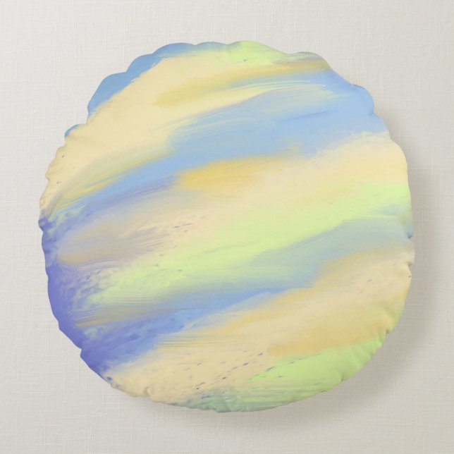 Cojín Redondo arte de pintura abstracta (Anverso)