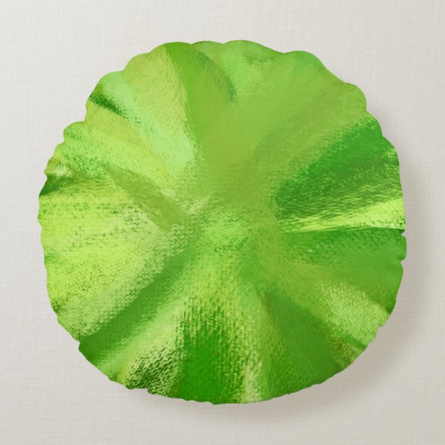 Cojín Redondo Arte de pintura abstracta verde (Anverso)