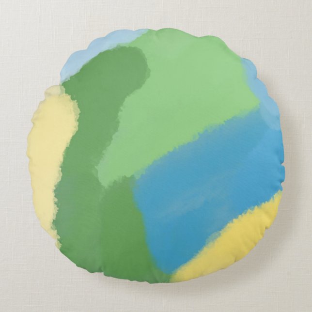 Cojín Redondo arte de pintura de acuarela abstracta (Anverso)