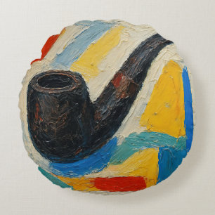 Cojín Redondo Arte de Pipe (#7)