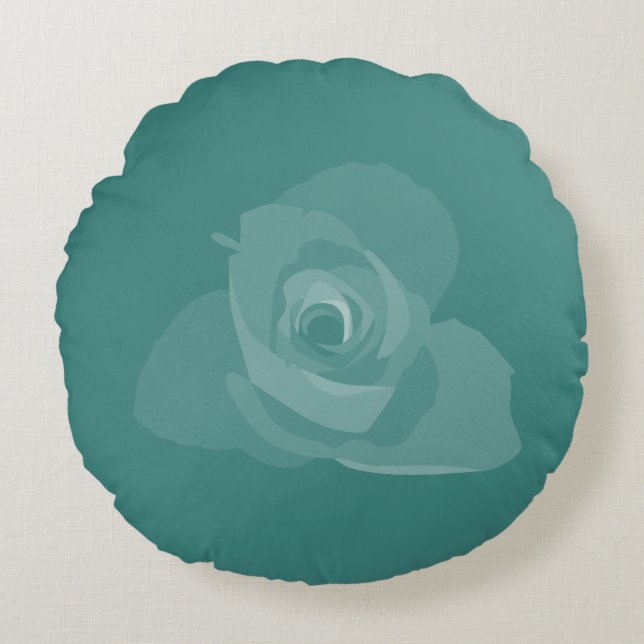 Cojín Redondo Arte de rosa blanca transparente y moderno (Anverso)