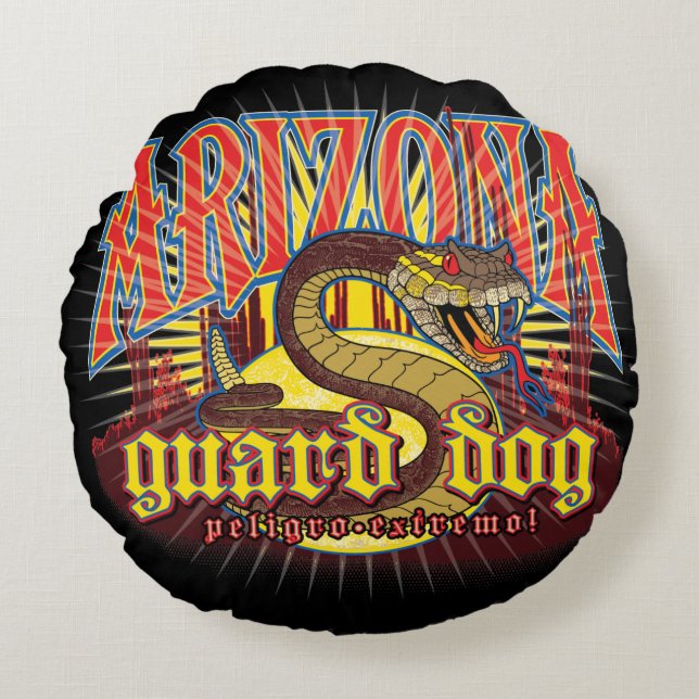 Cojín Redondo Arte de serpiente de Arizona (Anverso)