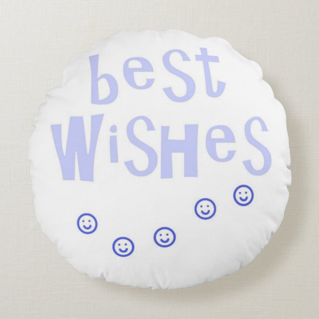 Cojín Redondo arte de texto de los mejores deseos (Anverso)