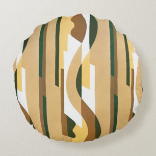 Cojín Redondo Arte Deco Jazz Patrón Curva Vintage Colores de Oto