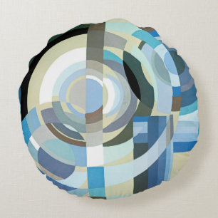 Cojín Redondo Arte Deco Pochoir Vintage Formas Geométricas Jazz