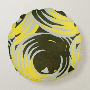 Cojín Redondo Arte Deco vintage Pochoir círculos geométricos de 