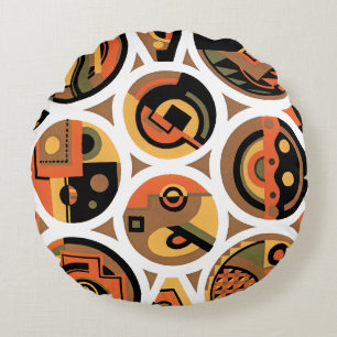 Cojín Redondo Arte Deco vintage Pochoir círculos geométricos de 