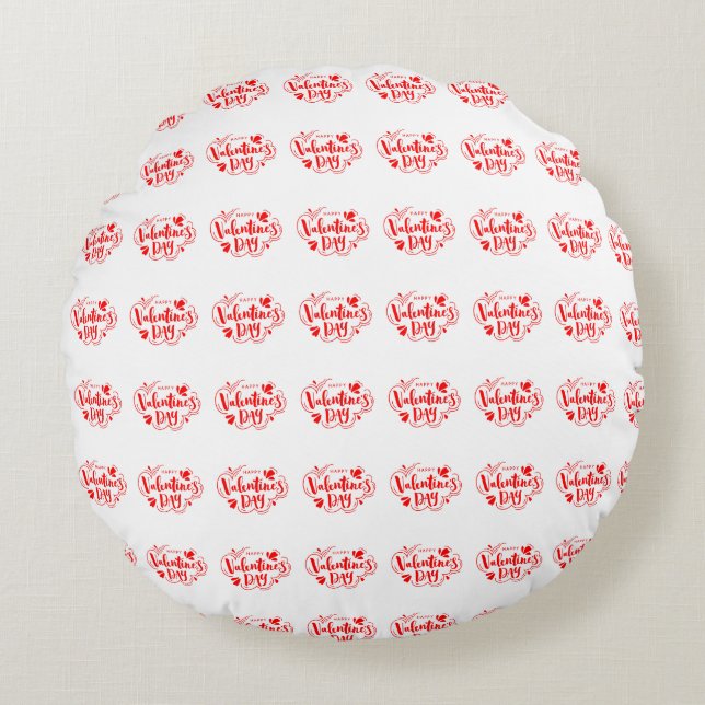 Cojín Redondo Arte El día de San Valentín Pixelado Rojo (Anverso)