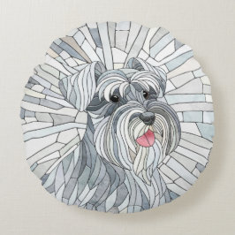 Cojín Redondo Arte en miniatura de Schnauzer Mosaic