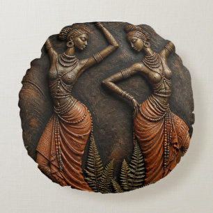 Cojín Redondo Arte Escultórico de la Herencia Africana Tribal