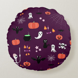 Cojín Redondo Arte espeluznante y lindo de Halloween