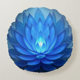 Cojín Redondo Arte espiritual de flor azul Lotus