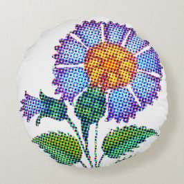 Cojín Redondo Arte fino de medio tono de flor azul