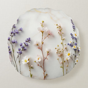 Cojín Redondo Arte floral de vidrio emplomado con flores silvest
