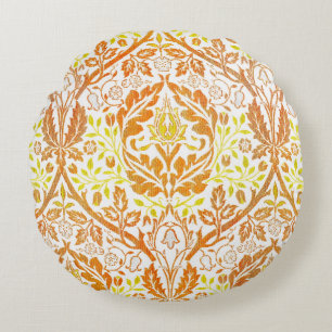 Cojín Redondo Arte floral naranja Bough dorado de William Morris
