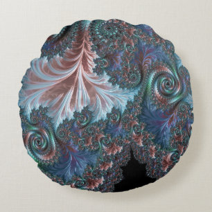 Cojín Redondo Arte fractal de Mandelbrot boho hippie colorido ge