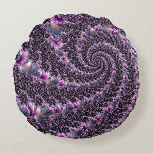Cojín Redondo Arte fractal en espiral psicodélico funky groovy