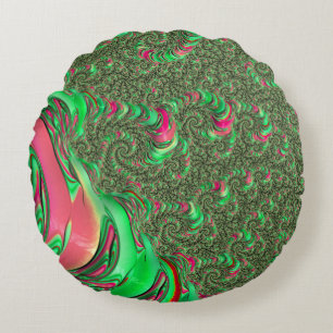 Cojín Redondo Arte fractal en espiral psicodélico funky trippy g