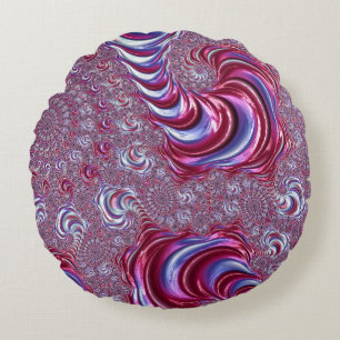 Cojín Redondo Arte fractal en espiral trippy brillante y vibrant