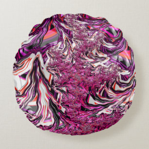 Cojín Redondo Arte fractal funky psicodélico vibrante alucinante