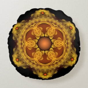 Cojín Redondo arte fractal hada mandala