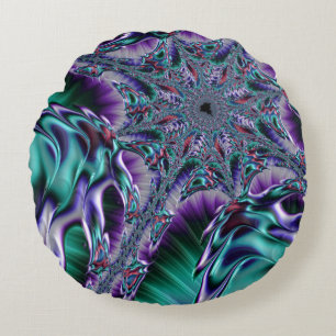 Cojín Redondo Arte fractal sicodélico funky y genial