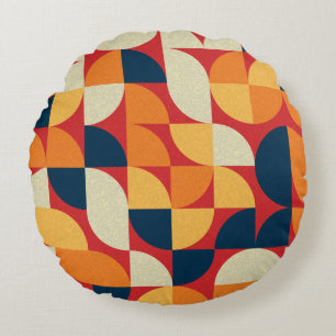 Cojín Redondo Arte Generativo: Círculos de barrio coloridos
