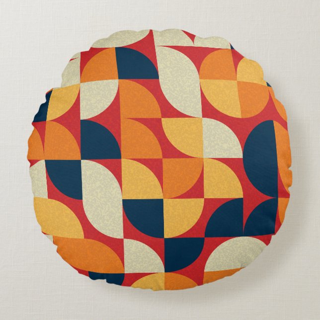 Cojín Redondo Arte Generativo: Círculos de barrio coloridos (Anverso)
