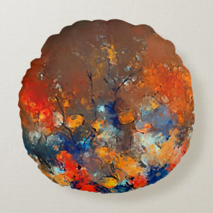 Cojín Redondo Arte moderno. Coloridas obras de arte contemporán