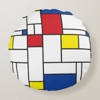 Cojín Redondo Arte Moderno De Stijl Geométrico Minimalista Mondr