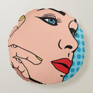 Cojín Redondo Arte pop femenino