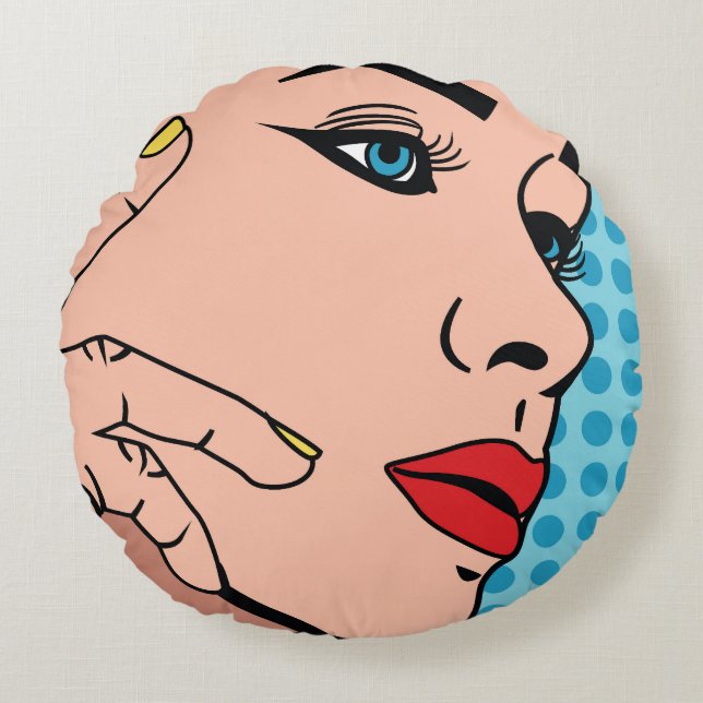 Cojín Redondo Arte pop femenino (Anverso)
