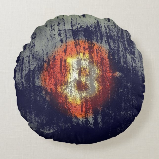 Cojín Redondo Arte Resistente Bitcoin (Anverso)