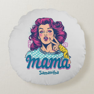 Cojín Redondo Arte Retro Mama Pop Personalizado (11)