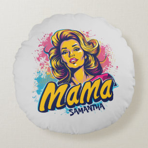 Cojín Redondo Arte Retro Mama Pop Personalizado (14)