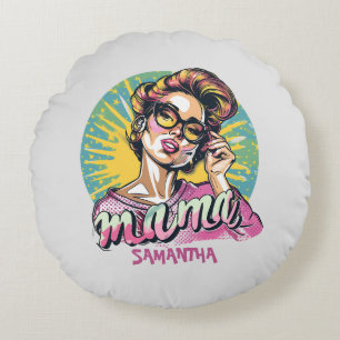 Cojín Redondo Arte Retro Mama Pop Personalizado (16)