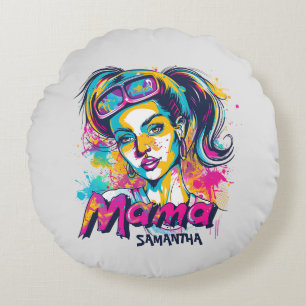 Cojín Redondo Arte Retro Mama Pop Personalizado (18)
