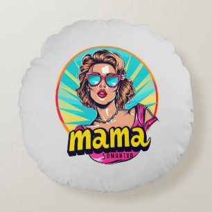 Cojín Redondo Arte Retro Mama Pop Personalizado (3)