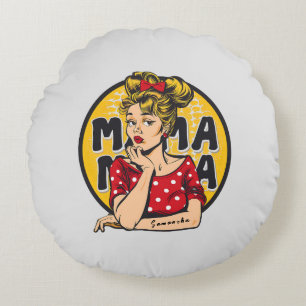 Cojín Redondo Arte Retro Mama Pop Personalizado (4)