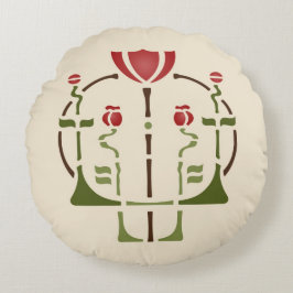 Cojín Redondo Artes y plantilla de la amapola de los artes