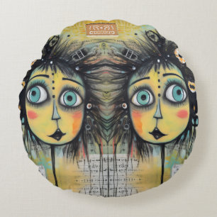 Cojín Redondo ArtLady 12 Encantadora y angustiada